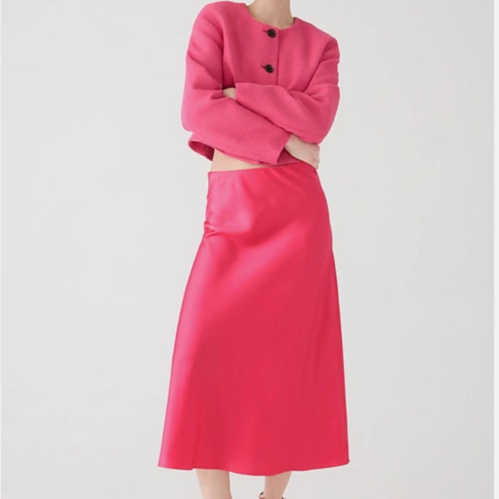 NWT J. Crew Pink Asymmetrical Midi Skirt for Cocktail